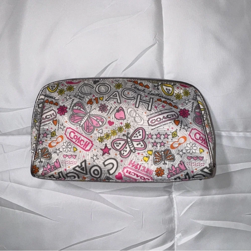 Vintage Coach poppy butterfly bundle - cosmetic bag and wristlet - Picture 2 of 7